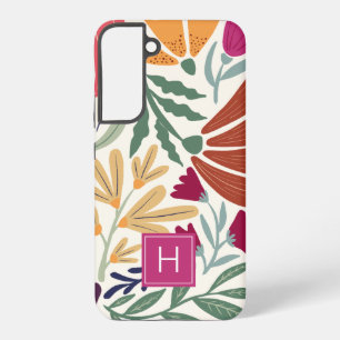 Monogram Colorful Retro Floral Boho Samsung Galaxy Case