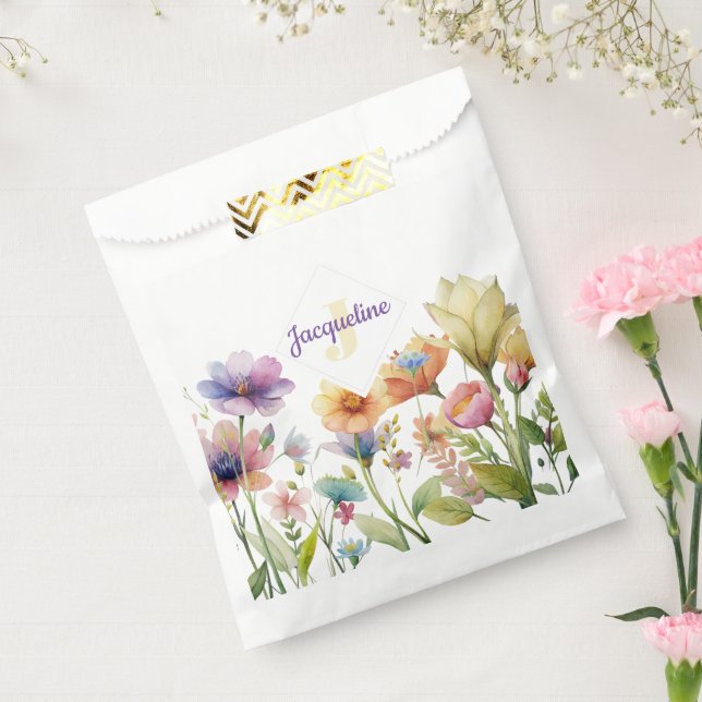 Monogram Colorful Wild Flower Illustrated Favour Bags (Sealed)
