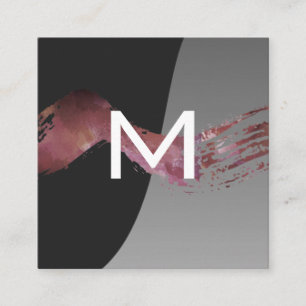 Monogram Colour Block Artistic Brush Square Business Card