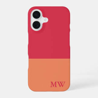 Monogram Colour Block Dark Pink and Orange iPhone 16 Case