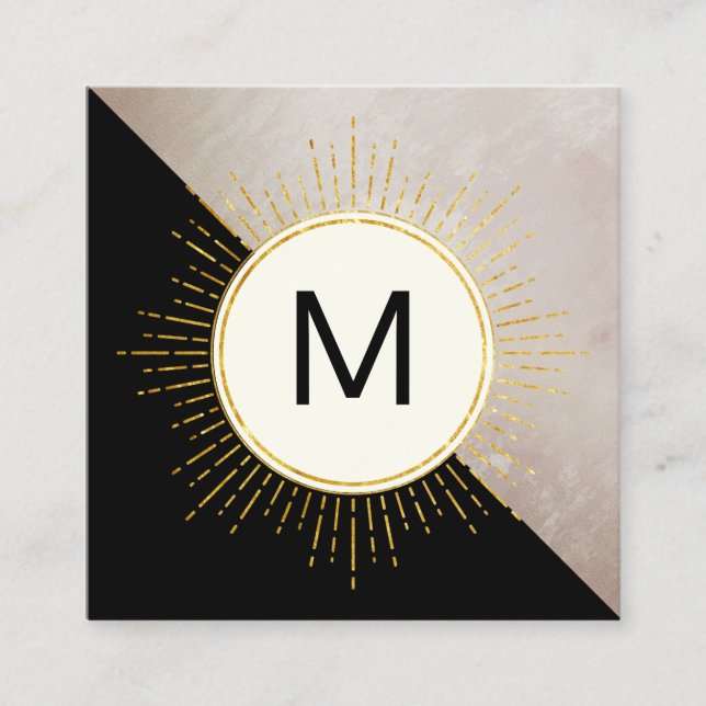 Monogram Colour Block Illuminated Elements Square Business Card (Front)