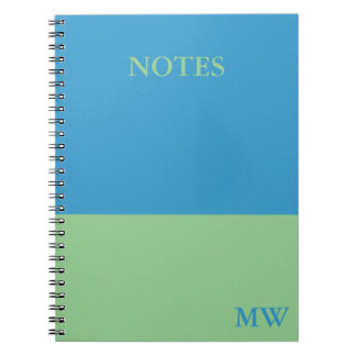 Monogram Colour Block Notebook Sky Blue & Green