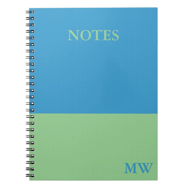 Monogram Colour Block Notebook Sky Blue & Green (Front)