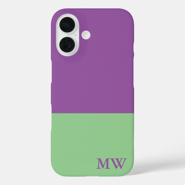 Monogram Colour Block Purple & Mint Green Case-Mate iPhone Case (Back)
