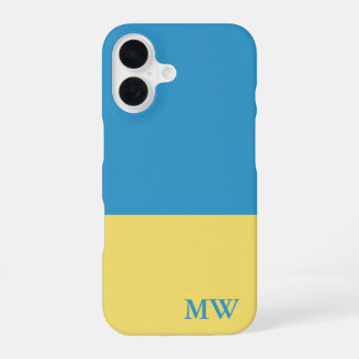 Monogram Colour Block Sky Blue & Yellow iPhone 16 Case