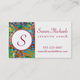 Monogram, Colourful Abstract Digital Art w/ Square Business Card