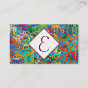 Monogram, Colourful Abstract Digital Art w/ Square Business Card