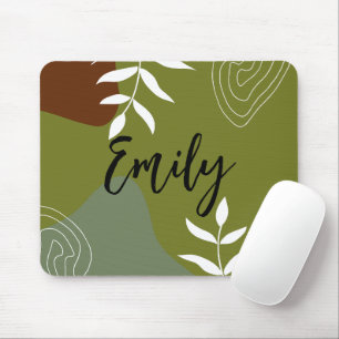 Monogram colourful abstract for minimalism Green Mouse Pad