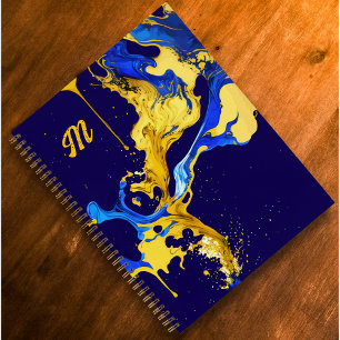 Monogram colourful blue yellow artist sketchbook notebook