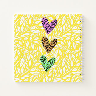 Monogram Colourful botanical with heart Pink blue Notebook