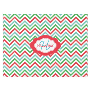 Monogram Colourful Chevron Christmas Tablecloth