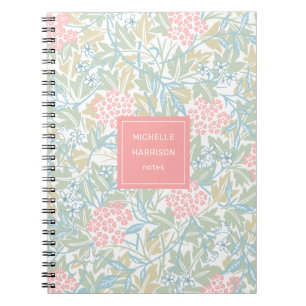 Monogram Colourful Floral Modern Vintage Green Pin Notebook