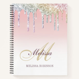 monogram colourful glitter mouse pad notebook