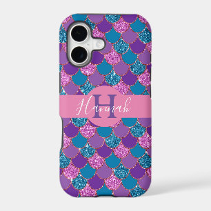 Monogram - Colourful Mermaid Glitter Design -