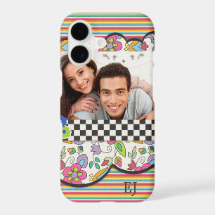 Monogram Colourful Modern Floral Personalised Phot
