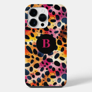 Monogram Colourful Modern Leopard Print  iPhone 14 Pro Max Case