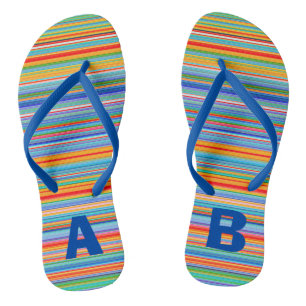 Monogram Colourful Multicolored Stripes Jandals