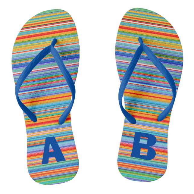 Monogram Colourful Multicolored Stripes Jandals (Footbed)