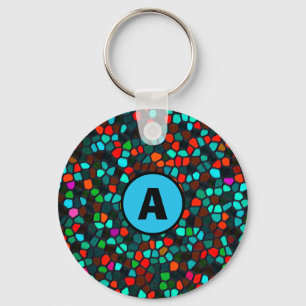 Monogram Colourful Multicoloured Mosaic Pattern Ke Key Ring