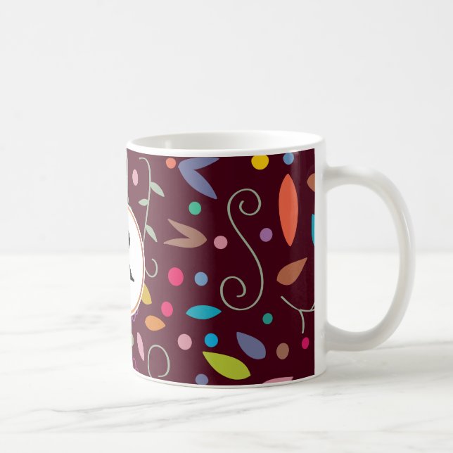 monogram & colourful patterned coffee mug (Right)