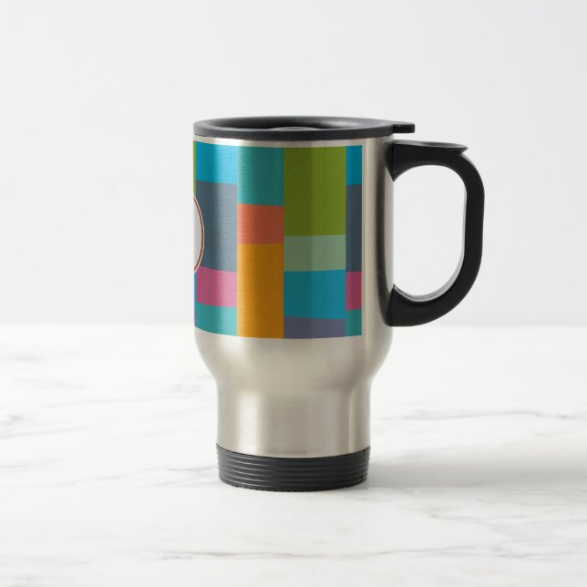 monogram & colourful patterned travel mug (Right)