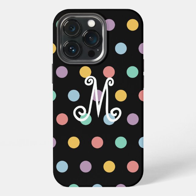 Monogram Colourful Polka Dots iPhone Case (Back)
