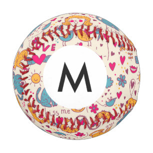 Monogram Colourful romantic pattern Baseball