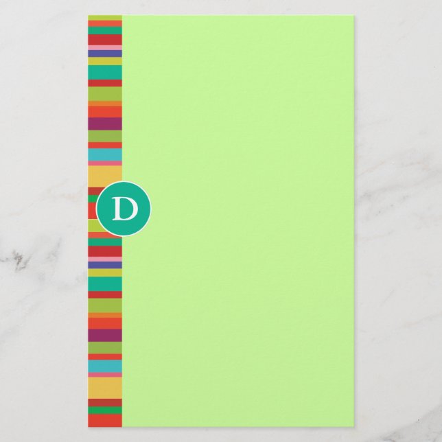 Monogram Colourful Stripes Customisable Stationery (Front)