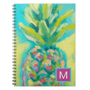 Monogram   Colourful Tropical Pineapple Spiral Notebook