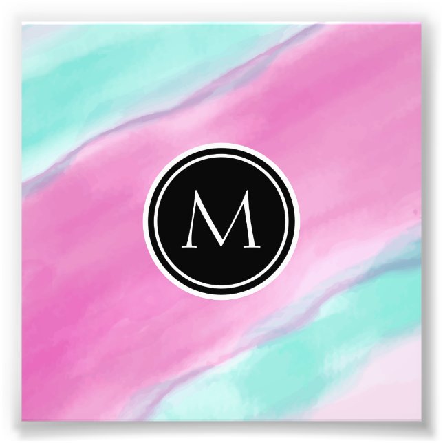 Monogram Colourful Watercolor Photo Print (Front)