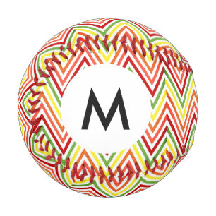 Monogram Colourful Zigzag Chevron Pattern Baseball