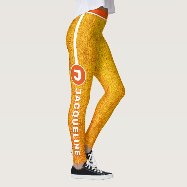 Monogram COMBO Orange Yellow Grunge with Name Leggings (Right)