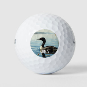 Monogram Common Loon Bird Waterfowl Golf Balls