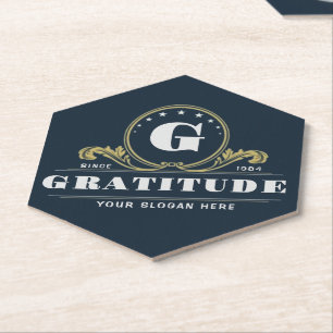 Monogram company illustration Vintage design Paper Coaster