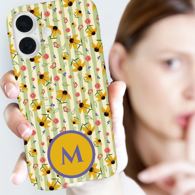 Monogram Coneflower Butterfly Floral Patterned Case-Mate iPhone Case (Monogram Coneflower Butterfly Floral Patterned Case-Mate iPhone Case)