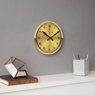 Monogram Contemporary Gold Round Clock