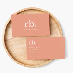 Monogram Coral Peach Elegant Feminine Minimalist Business Card<br><div class="desc">A minimalist monogram design with large typography initials in a classic font with your name below on a feminine coral peach background. The perfectly custom gift or accessory!</div>