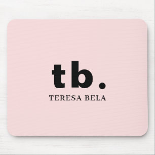 Monogram Coral Peach Elegant Feminine Minimalist Mouse Pad