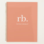 Monogram Coral Peach Elegant Feminine Minimalist Planner<br><div class="desc">A minimalist monogram design with large typography initials in a classic font with your name below on a feminine coral peach background. The perfectly custom gift or accessory!</div>