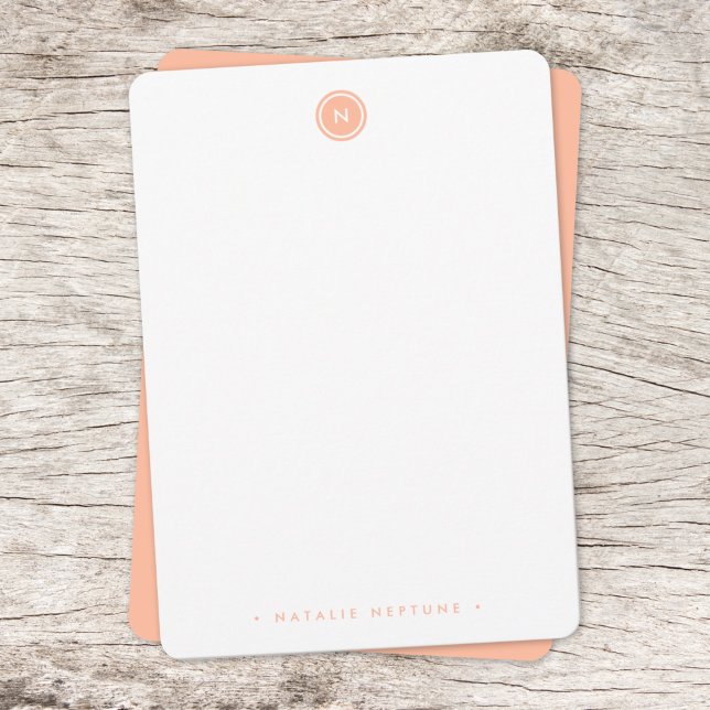 Monogram Coral Peach Pink Modern Minimal Simple Card (Creator Uploaded)