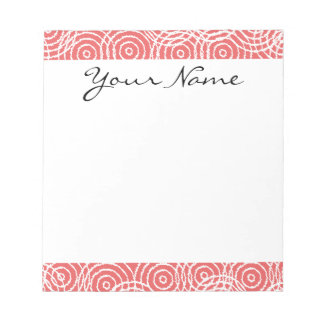 Monogram Coral Pink Ikat Circles Geometric Pattern Notepad