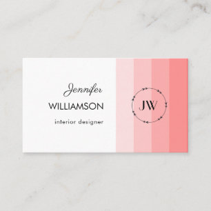 Monogram Coral Pink Pastel Business Card