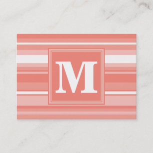 Monogram coral stripes business card