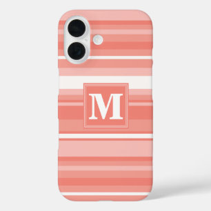 Monogram coral stripes iPhone 16 case