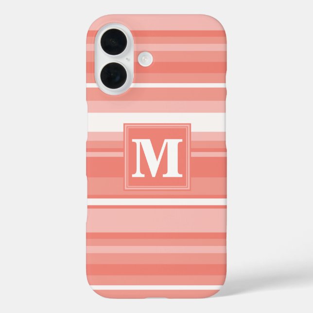 Monogram coral stripes Case-Mate iPhone case (Back)