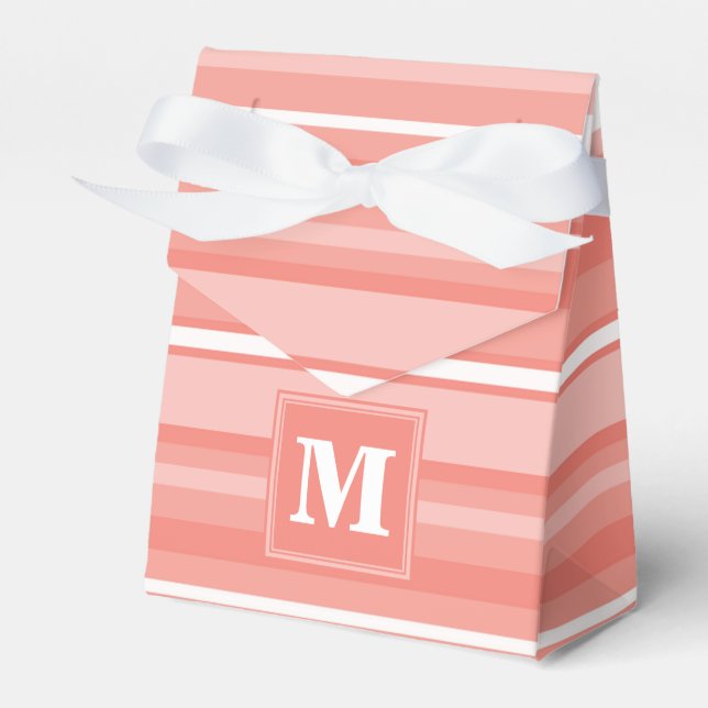 Monogram coral stripes favour box (Front Side)