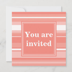 Monogram coral stripes invitation