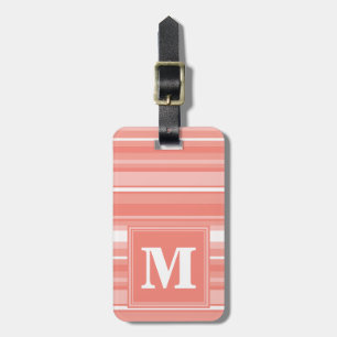 Monogram coral stripes luggage tag