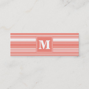 Monogram coral stripes mini business card