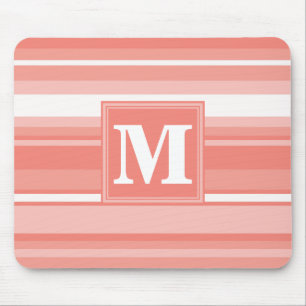 Monogram coral stripes mouse pad